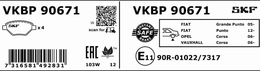 SKF VKBP 90671 - Komplet Pločica, disk-kočnica www.molydon.hr