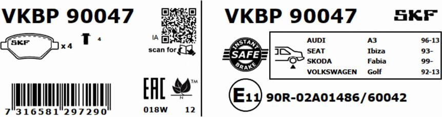 SKF VKBP 90047 - Komplet Pločica, disk-kočnica www.molydon.hr