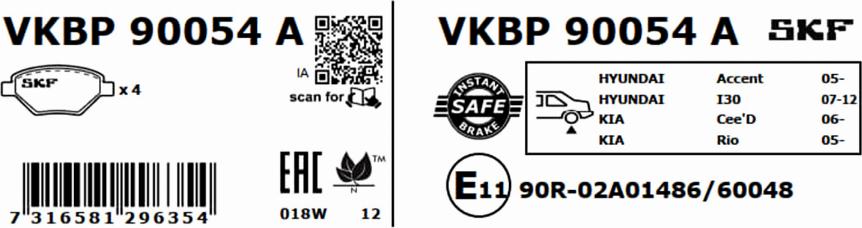 SKF VKBP 90054 A - Komplet Pločica, disk-kočnica www.molydon.hr