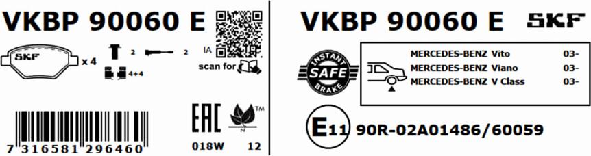 SKF VKBP 90060 E - Komplet Pločica, disk-kočnica www.molydon.hr