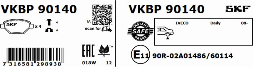 SKF VKBP 90140 - Komplet Pločica, disk-kočnica www.molydon.hr