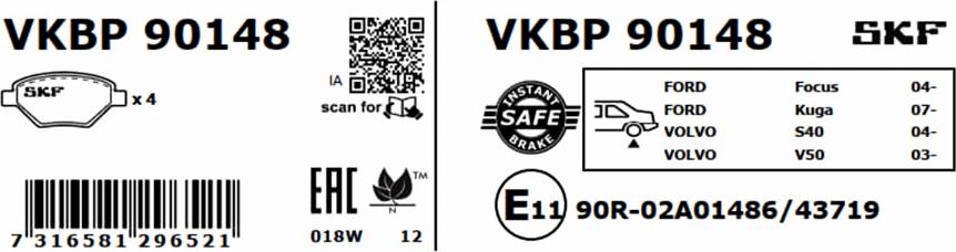 SKF VKBP 90148 - Komplet Pločica, disk-kočnica www.molydon.hr