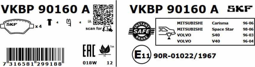 SKF VKBP 90160 A - Komplet Pločica, disk-kočnica www.molydon.hr