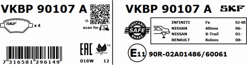 SKF VKBP 90107 A - Komplet Pločica, disk-kočnica www.molydon.hr