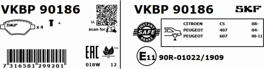 SKF VKBP 90186 - Komplet Pločica, disk-kočnica www.molydon.hr