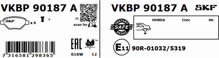 SKF VKBP 90187 A - Komplet Pločica, disk-kočnica www.molydon.hr