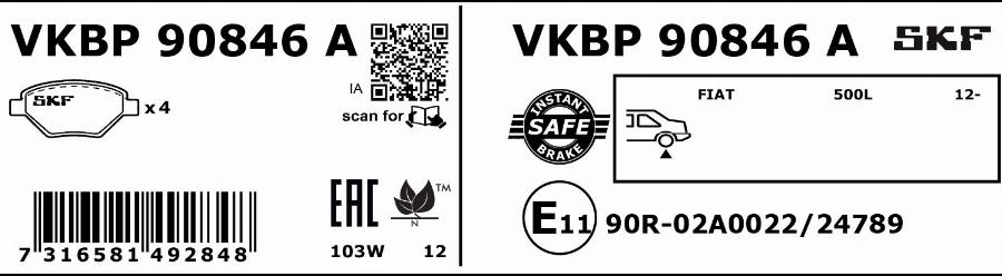 SKF VKBP 90846 A - Komplet Pločica, disk-kočnica www.molydon.hr