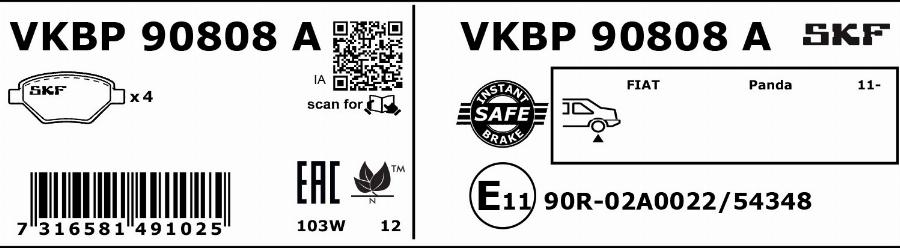 SKF VKBP 90808 A - Komplet Pločica, disk-kočnica www.molydon.hr