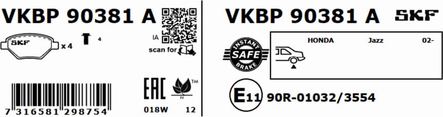 SKF VKBP 90381 A - Komplet Pločica, disk-kočnica www.molydon.hr