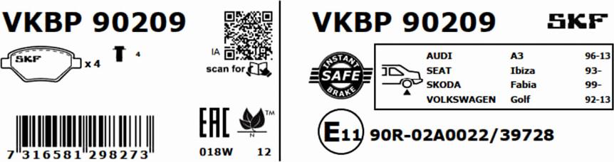 SKF VKBP 90209 - Komplet Pločica, disk-kočnica www.molydon.hr