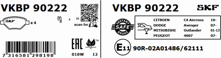 SKF VKBP 90222 - Komplet Pločica, disk-kočnica www.molydon.hr