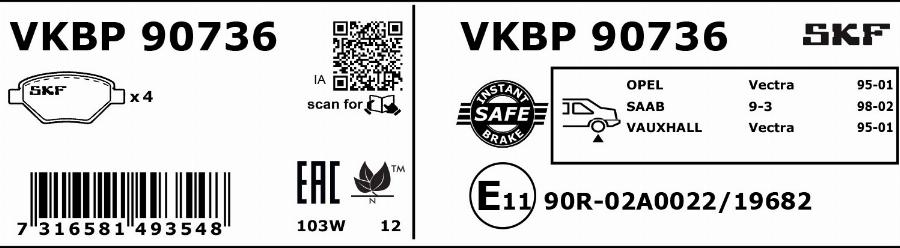 SKF VKBP 90736 - Komplet Pločica, disk-kočnica www.molydon.hr