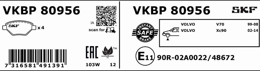 SKF VKBP 80956 - Komplet Pločica, disk-kočnica www.molydon.hr