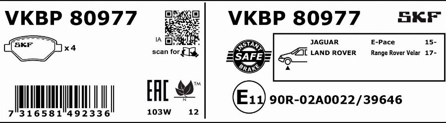 SKF VKBP 80977 - Komplet Pločica, disk-kočnica www.molydon.hr