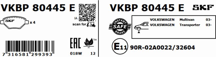 SKF VKBP 80445 E - Komplet Pločica, disk-kočnica www.molydon.hr