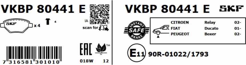 SKF VKBP 80441 E - Komplet Pločica, disk-kočnica www.molydon.hr