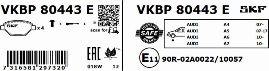 SKF VKBP 80443 E - Komplet Pločica, disk-kočnica www.molydon.hr