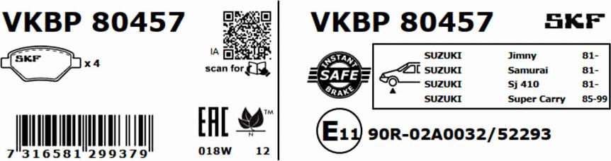 SKF VKBP 80457 - Komplet Pločica, disk-kočnica www.molydon.hr