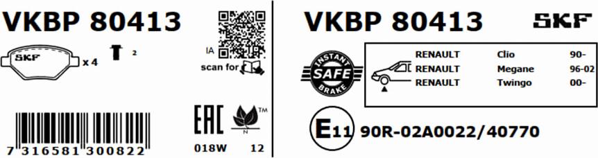 SKF VKBP 80413 - Komplet Pločica, disk-kočnica www.molydon.hr