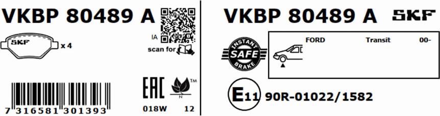 SKF VKBP 80489 A - Komplet Pločica, disk-kočnica www.molydon.hr