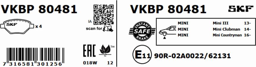 SKF VKBP 80481 - Komplet Pločica, disk-kočnica www.molydon.hr