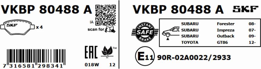 SKF VKBP 80488 A - Komplet Pločica, disk-kočnica www.molydon.hr