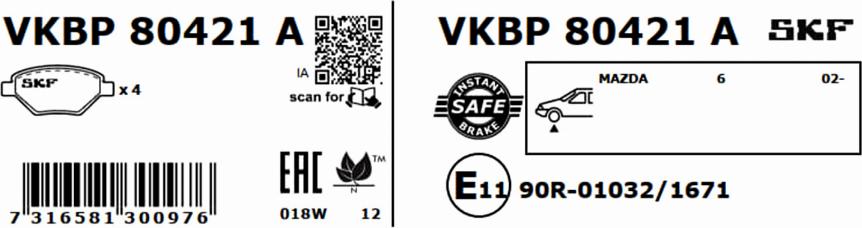 SKF VKBP 80421 A - Komplet Pločica, disk-kočnica www.molydon.hr