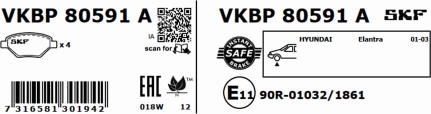 SKF VKBP 80591 A - Komplet Pločica, disk-kočnica www.molydon.hr