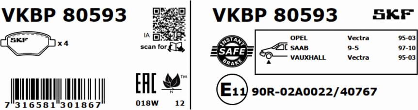 SKF VKBP 80593 - Komplet Pločica, disk-kočnica www.molydon.hr