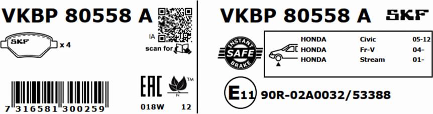 SKF VKBP 80558 A - Komplet Pločica, disk-kočnica www.molydon.hr