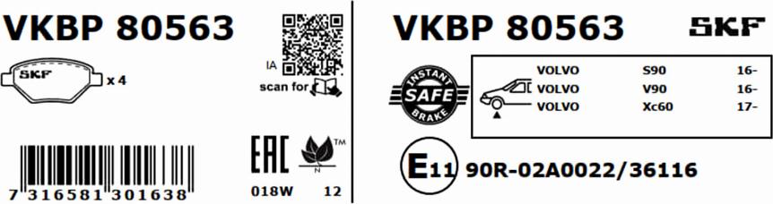 SKF VKBP 80563 - Komplet Pločica, disk-kočnica www.molydon.hr