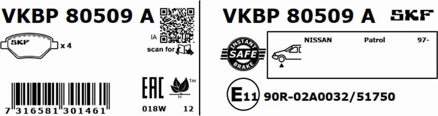 SKF VKBP 80509 A - Komplet Pločica, disk-kočnica www.molydon.hr