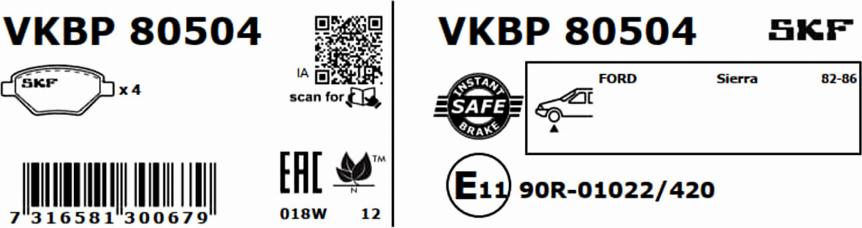 SKF VKBP 80504 - Komplet Pločica, disk-kočnica www.molydon.hr