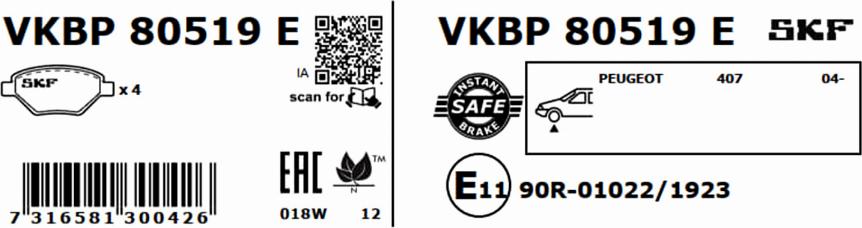 SKF VKBP 80519 E - Komplet Pločica, disk-kočnica www.molydon.hr