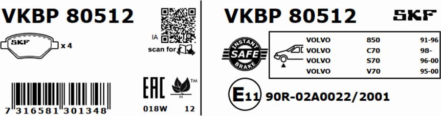 SKF VKBP 80512 - Komplet Pločica, disk-kočnica www.molydon.hr