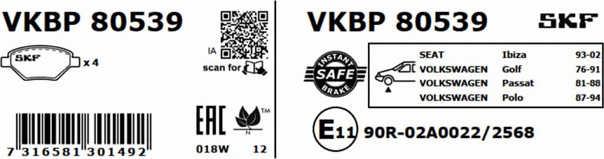 SKF VKBP 80539 - Komplet Pločica, disk-kočnica www.molydon.hr