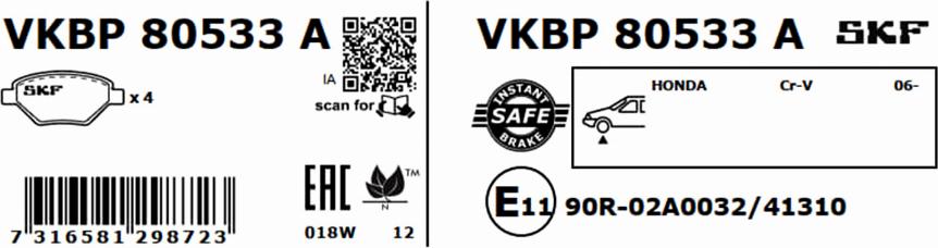 SKF VKBP 80533 A - Komplet Pločica, disk-kočnica www.molydon.hr