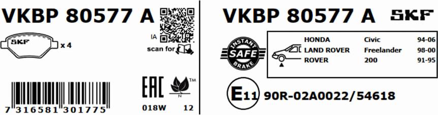 SKF VKBP 80577 A - Komplet Pločica, disk-kočnica www.molydon.hr