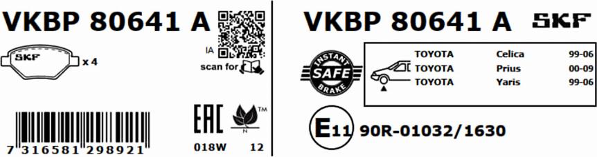 SKF VKBP 80641 A - Komplet Pločica, disk-kočnica www.molydon.hr