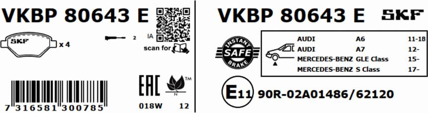 SKF VKBP 80643 E - Komplet Pločica, disk-kočnica www.molydon.hr