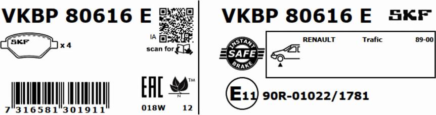 SKF VKBP 80616 E - Komplet Pločica, disk-kočnica www.molydon.hr