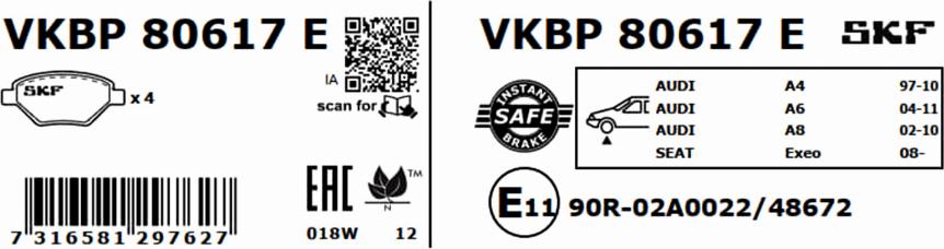 SKF VKBP 80617 E - Komplet Pločica, disk-kočnica www.molydon.hr