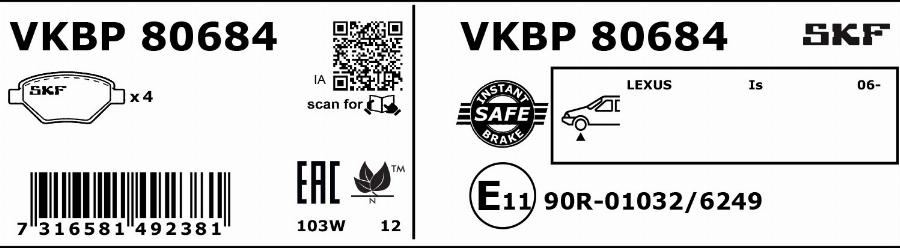 SKF VKBP 80684 - Komplet Pločica, disk-kočnica www.molydon.hr