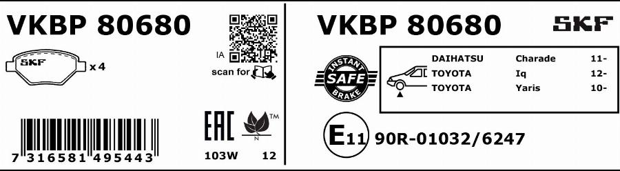 SKF VKBP 80680 - Komplet Pločica, disk-kočnica www.molydon.hr