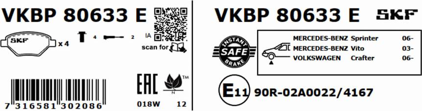 SKF VKBP 80633 E - Komplet Pločica, disk-kočnica www.molydon.hr