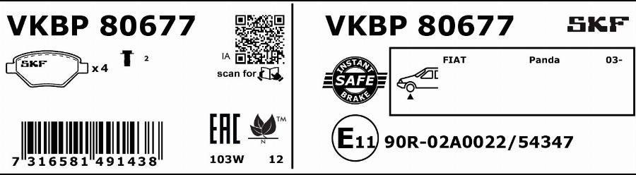 SKF VKBP 80677 - Komplet Pločica, disk-kočnica www.molydon.hr