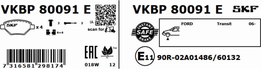 SKF VKBP 80091 E - Komplet Pločica, disk-kočnica www.molydon.hr