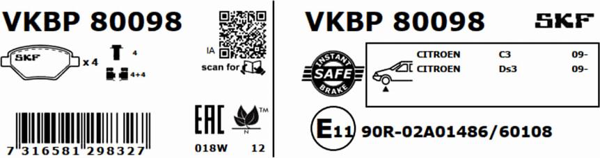 SKF VKBP 80098 - Komplet Pločica, disk-kočnica www.molydon.hr