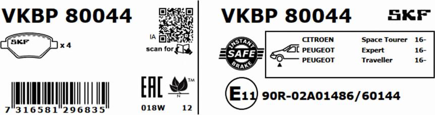 SKF VKBP 80044 - Komplet Pločica, disk-kočnica www.molydon.hr