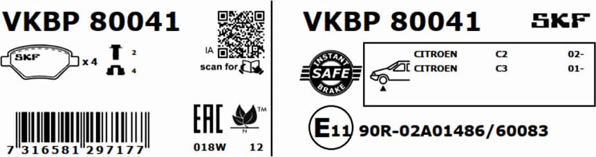 SKF VKBP 80041 - Komplet Pločica, disk-kočnica www.molydon.hr